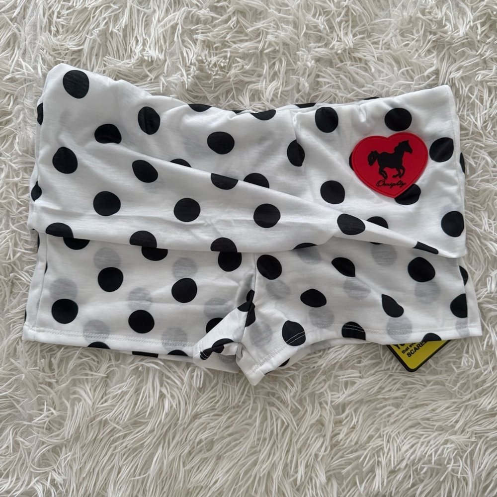 OMIGHTY Horse Boyshort in Full White Polka